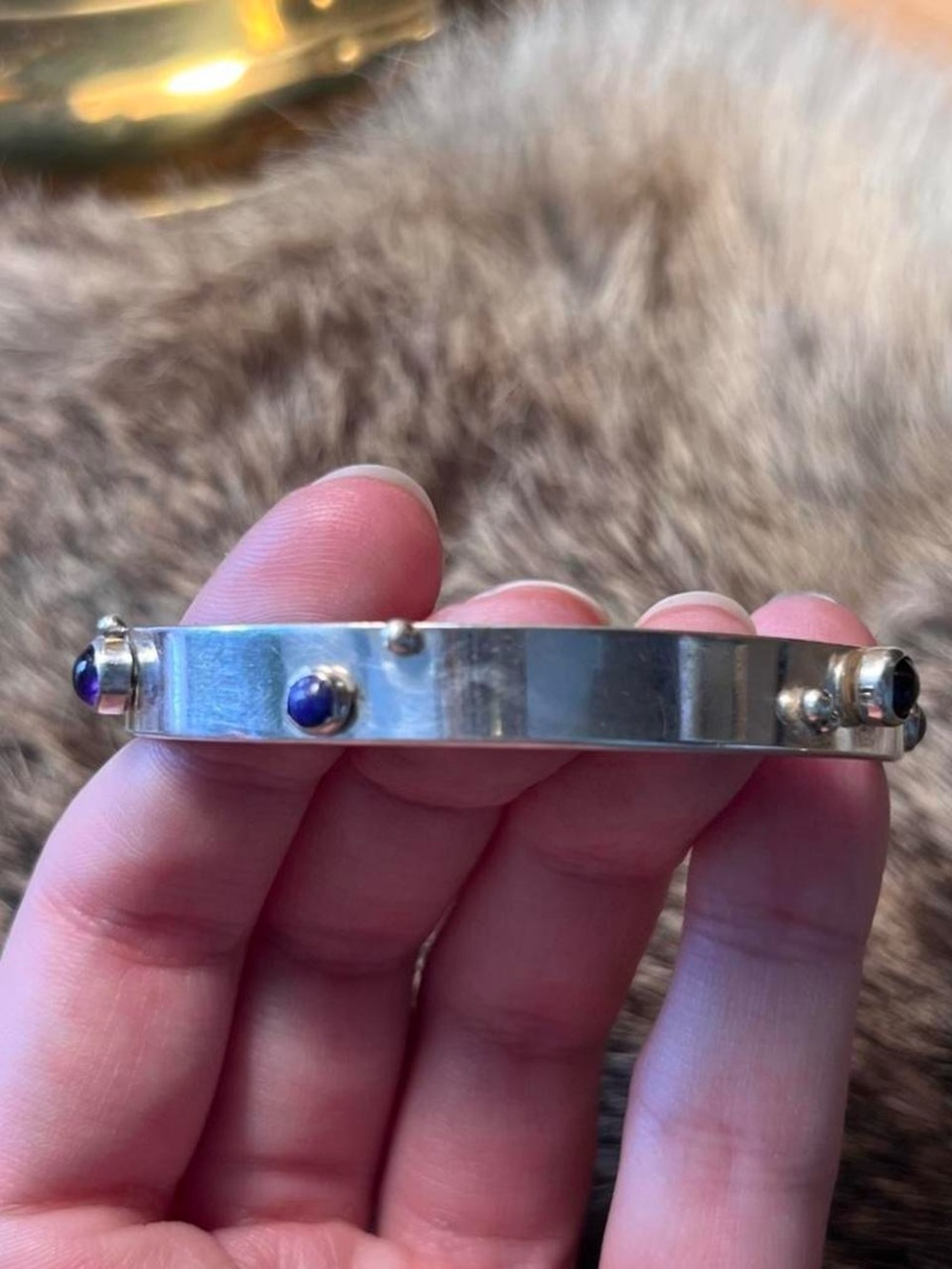 Julius Olaf Randahl sterling silver gemstone cuff bracelet